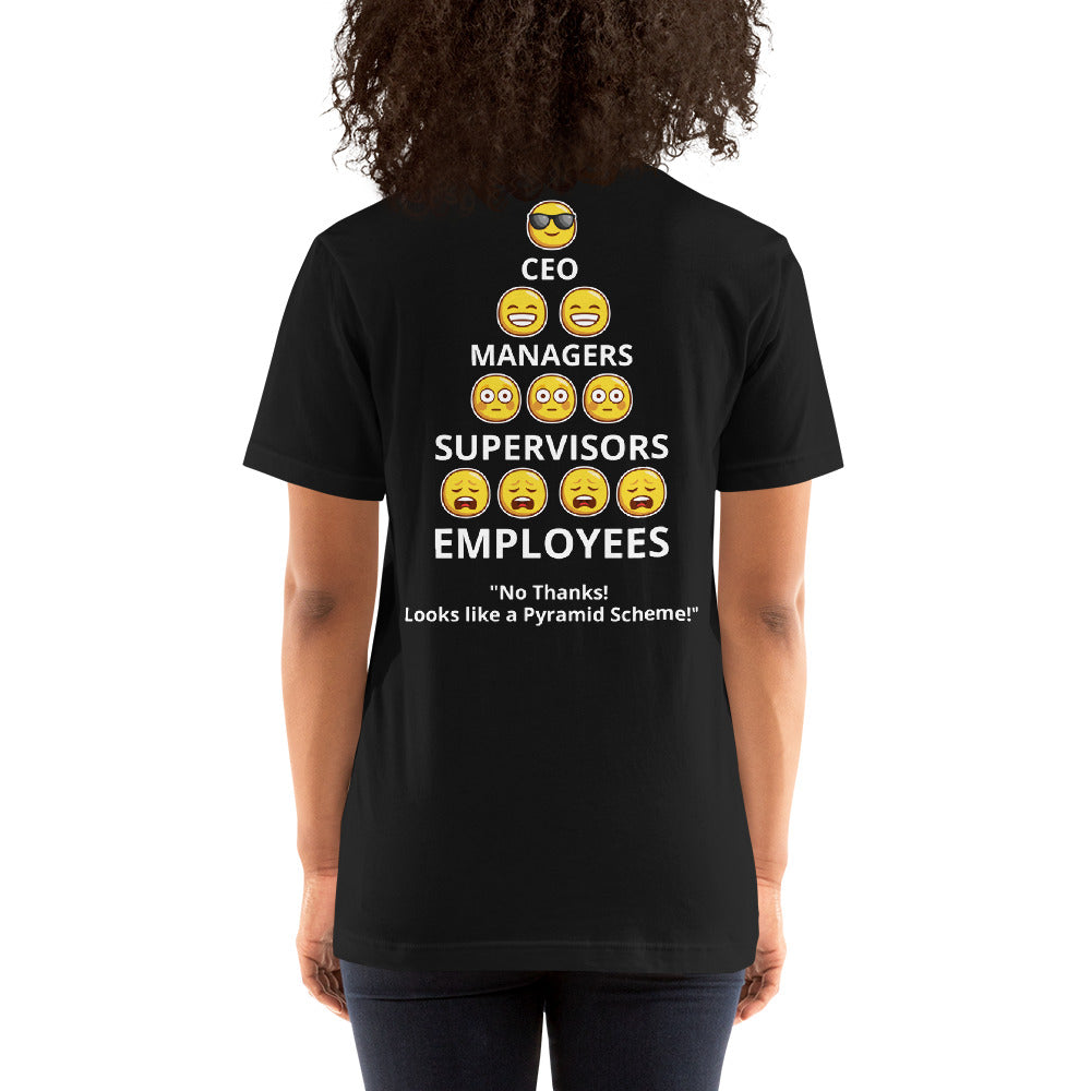 Looks Like A Pyramid Scheme Unisex T-Shirt (Back Print)